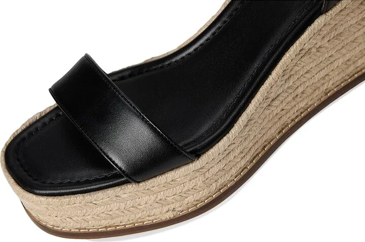 Cole Haan Cloudfeel Keeton Espadrille Flatforms Women's Sandals Black Leather : 9.5 B - Medium, Leather/Rubber - Image 7