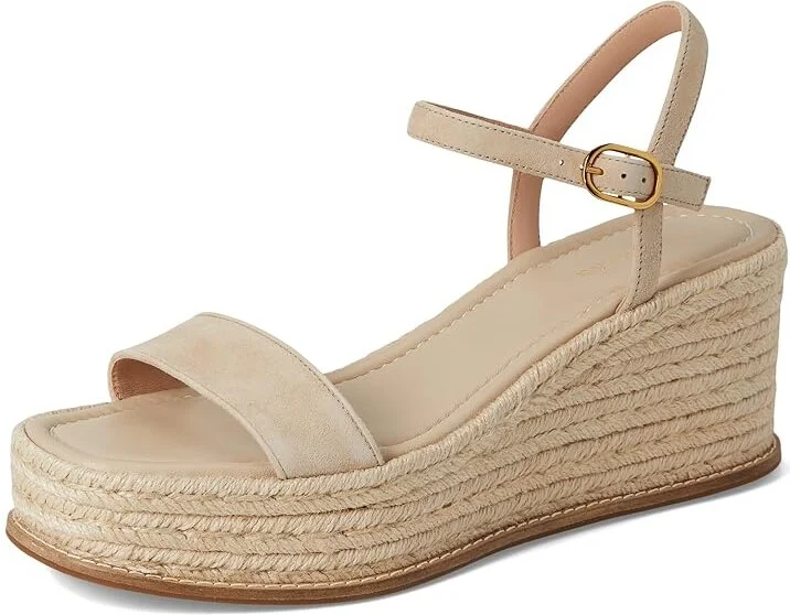 Cole Haan Cloudfeel Keeton Espadrille Flatforms Women's Sandals Light Sesame Suede : 9.5 B - Medium, Leather/Rubber - Image 5