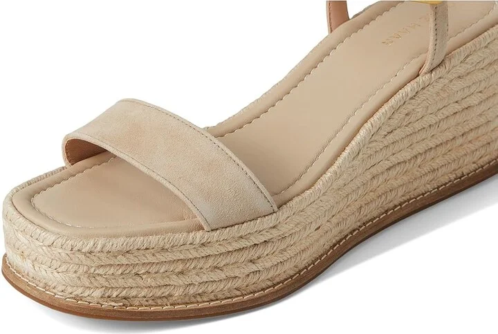 Cole Haan Cloudfeel Keeton Espadrille Flatforms Women's Sandals Light Sesame Suede : 9.5 B - Medium, Leather/Rubber - Image 7
