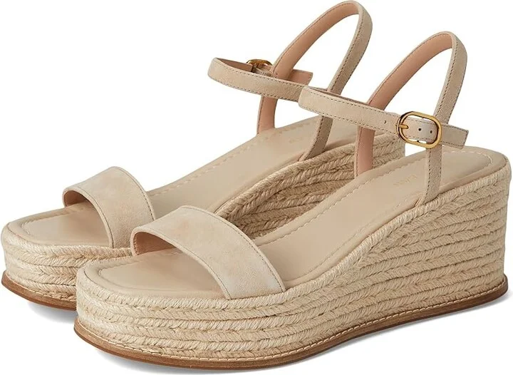 Cole Haan Cloudfeel Keeton Espadrille Flatforms Women's Sandals Light Sesame Suede : 9.5 B - Medium, Leather/Rubber