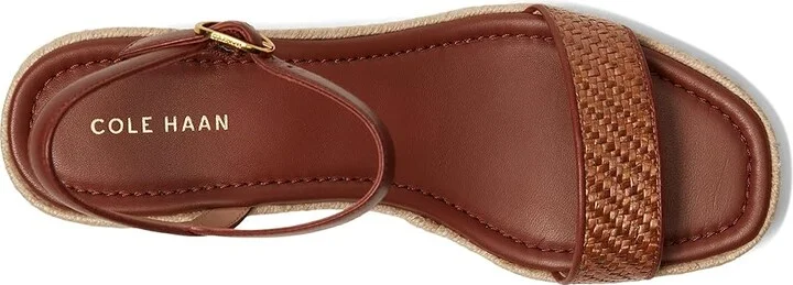Cole Haan Cloudfeel Keeton Espadrille Flatforms Women's Sandals Tan Raffia/Dark Cuoio Leather : 8 B - Medium, Leather/Rubber - Image 2