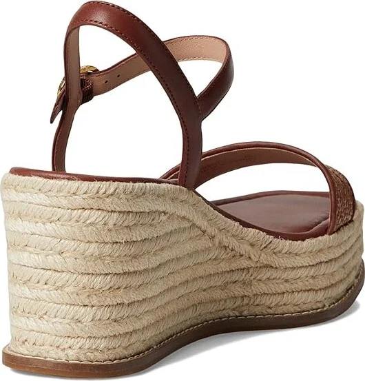 Cole Haan Cloudfeel Keeton Espadrille Flatforms Women's Sandals Tan Raffia/Dark Cuoio Leather : 8 B - Medium, Leather/Rubber - Image 4