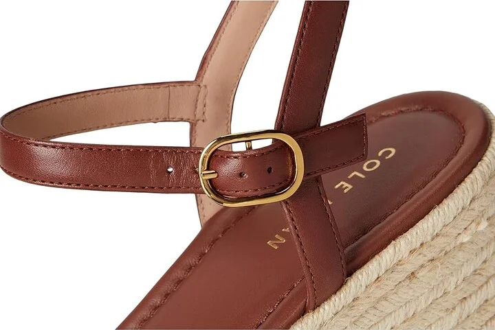 Cole Haan Cloudfeel Keeton Espadrille Flatforms Women's Sandals Tan Raffia/Dark Cuoio Leather : 8 B - Medium, Leather/Rubber - Image 7