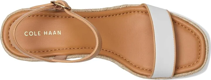 Cole Haan Cloudfeel Keeton Espadrille Flatforms Women's Sandals White Leather/Biscuit Leather : 9.5 B - Medium, Leather/Rubber - Image 2