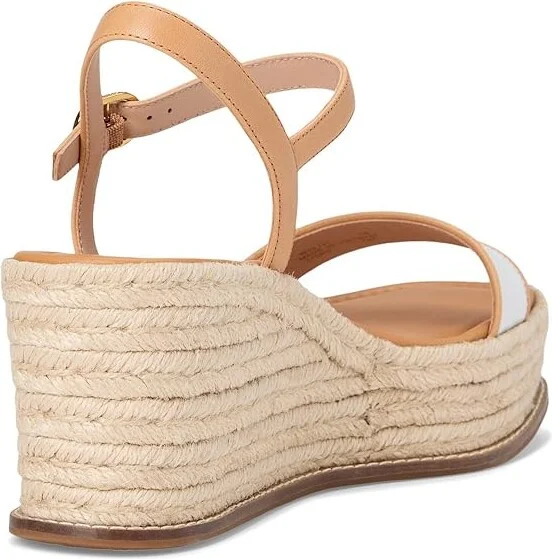 Cole Haan Cloudfeel Keeton Espadrille Flatforms Women's Sandals White Leather/Biscuit Leather : 9.5 B - Medium, Leather/Rubber - Image 4