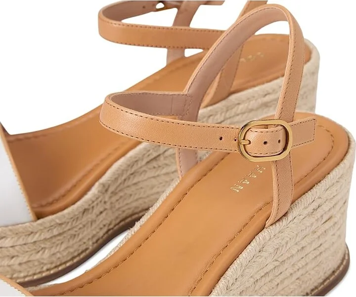 Cole Haan Cloudfeel Keeton Espadrille Flatforms Women's Sandals White Leather/Biscuit Leather : 9.5 B - Medium, Leather/Rubber - Image 7