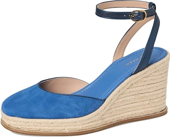 Cole Haan Cloudfeel Kyra Espadrille Wedges Women's Shoes Dutchblue Suede/Navy Blazer Leather : 8 B - Medium - Image 5
