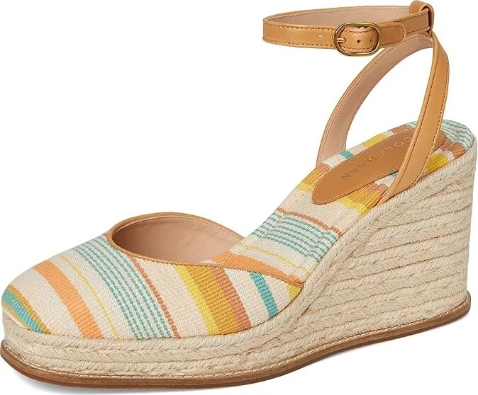 Cole Haan Cloudfeel Kyra Espadrille Wedges Women's Shoes Riviera Striped Canvas/Biscuit Leather : 9.5 B - Medium - Image 5