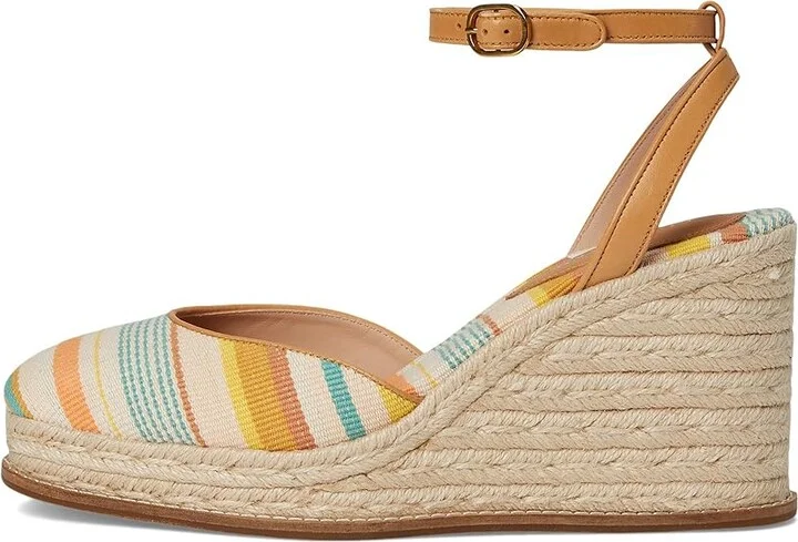 Cole Haan Cloudfeel Kyra Espadrille Wedges Women's Shoes Riviera Striped Canvas/Biscuit Leather : 9.5 B - Medium - Image 6