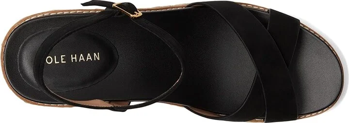 Cole Haan Cloudfeel Silvee Espadrille Wedges 75mm Women's Sandals Black Suede : 8.5 B - Medium, Leather/Rubber - Image 2