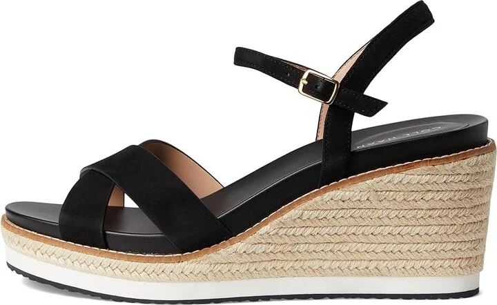 Cole Haan Cloudfeel Silvee Espadrille Wedges 75mm Women's Sandals Black Suede : 8.5 B - Medium, Leather/Rubber - Image 6