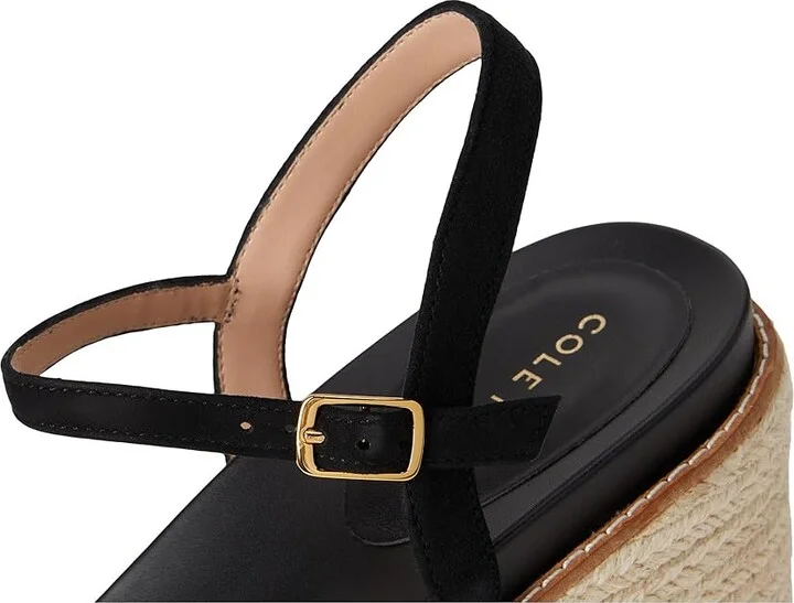 Cole Haan Cloudfeel Silvee Espadrille Wedges 75mm Women's Sandals Black Suede : 8.5 B - Medium, Leather/Rubber - Image 7