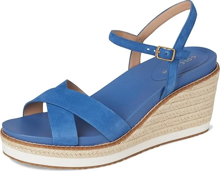 Cole Haan Cloudfeel Silvee Espadrille Wedges 75mm Women's Sandals Dutchblue Suede : 9.5 B - Medium, Leather/Rubber - Image 5