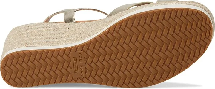 Cole Haan Cloudfeel Silvee Espadrille Wedges 75mm Women's Sandals Soft Gold Leather : 7 B - Medium, Leather/Rubber - Image 3