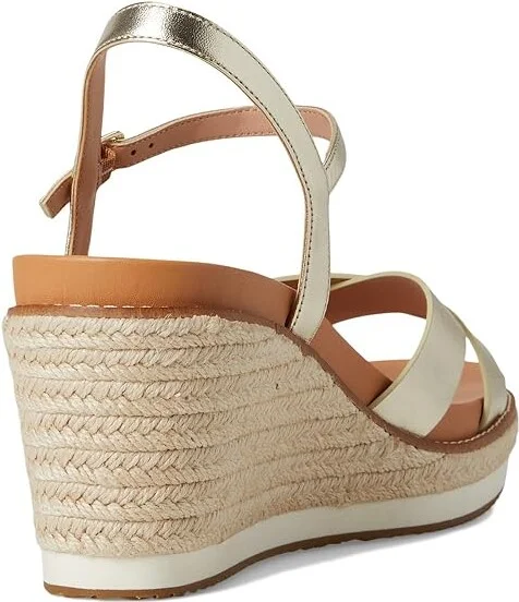 Cole Haan Cloudfeel Silvee Espadrille Wedges 75mm Women's Sandals Soft Gold Leather : 7 B - Medium, Leather/Rubber - Image 4