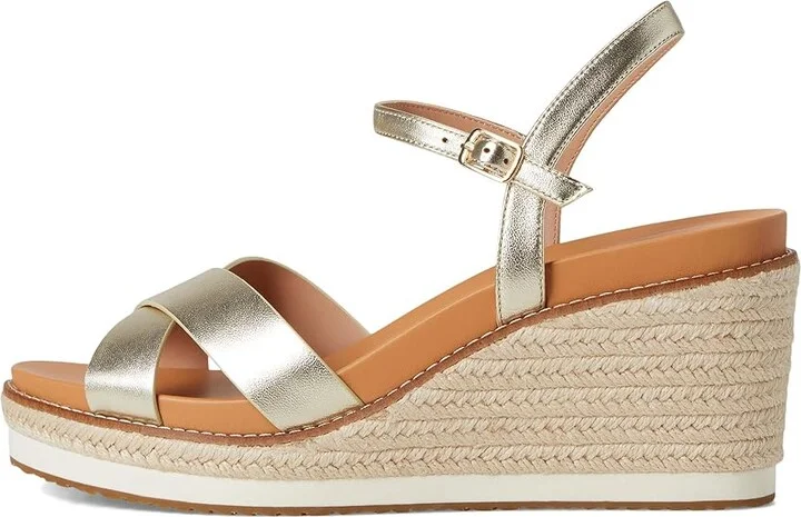 Cole Haan Cloudfeel Silvee Espadrille Wedges 75mm Women's Sandals Soft Gold Leather : 7 B - Medium, Leather/Rubber - Image 6