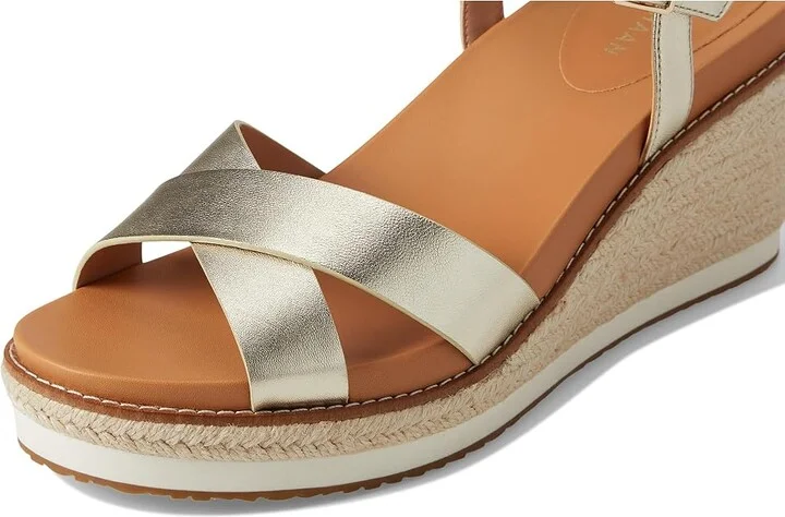 Cole Haan Cloudfeel Silvee Espadrille Wedges 75mm Women's Sandals Soft Gold Leather : 7 B - Medium, Leather/Rubber - Image 7