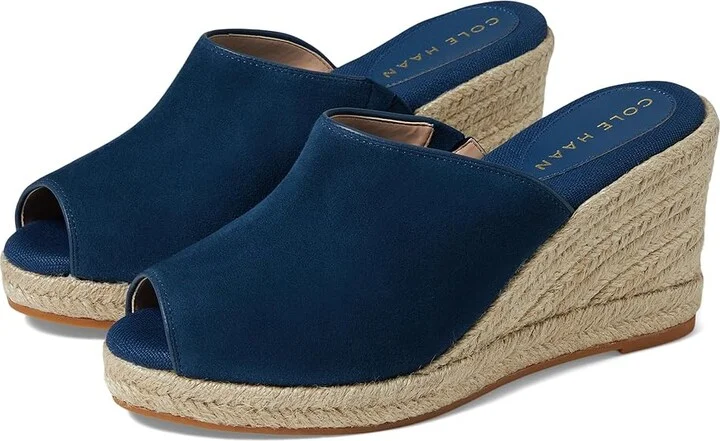 Cole Haan Cloudfeel Southcrest Mule Women's Sandals Blue Wing Teal Suede : 10 B - Medium
