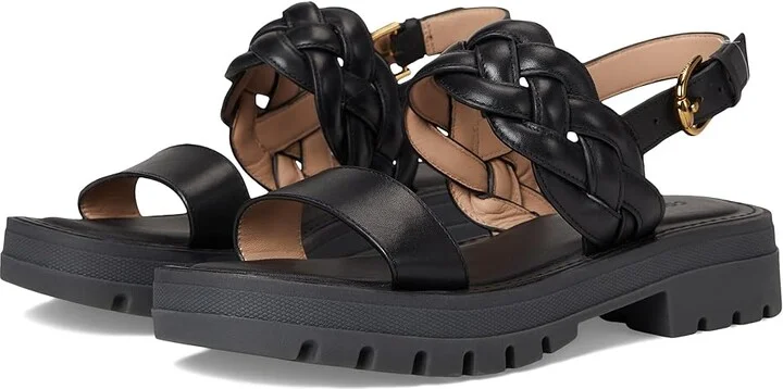 Cole Haan Cressida Lug Sandal Women's Sandals Black Leather : 7 B - Medium