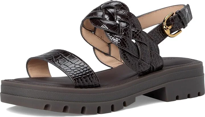 Cole Haan Cressida Lug Sandal Women's Sandals Dark Chocolate Croc Print Leather : 9.5 B - Medium - Image 5
