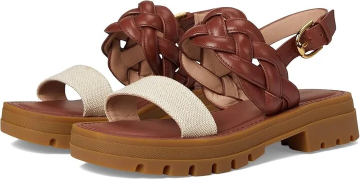 Cole Haan Cressida Lug Sandal Women's Sandals Natural Canvas/Dark Cuoio Leather : 5.5 B - Medium