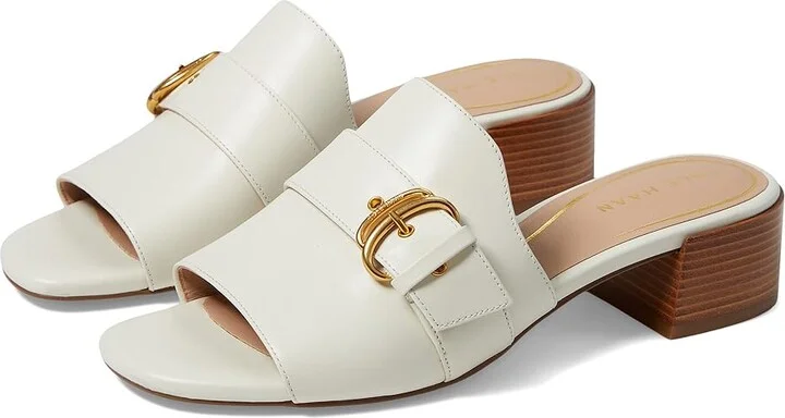 Cole Haan Crosby Slide Sandal Women's Sandals Ivory Leather/Stack : 9.5 B - Medium