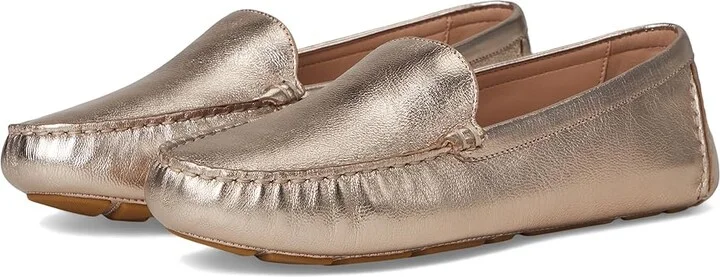 Cole Haan Emmie Drivers Women's Flat Shoes Rose Gold Metallic Leather : 7.5 B - Medium