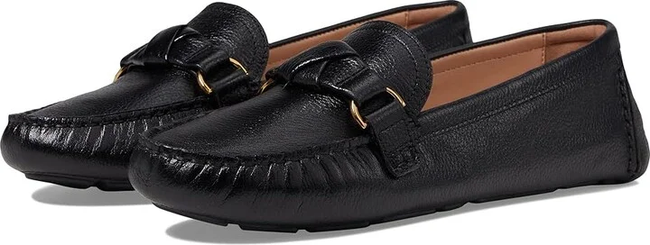 Cole Haan Emmie Knot Drivers Women's Flat Shoes Black Leather : 5.5 B - Medium
