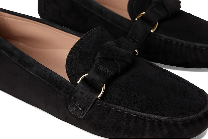 Cole Haan Emmie Knot Drivers Women's Flat Shoes Black Suede : 6 B - Medium, Leather - Image 7