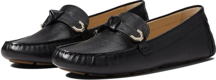 Cole Haan Evelyn Bow Driver Women's Shoes Black Grainy Leather : 10 B - Medium, Suede/Leather