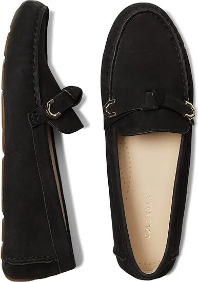 Cole Haan Evelyn Bow Driver Women's Shoes Black Nubuck (Akuya) : 10 C - Wide, Suede/Leather