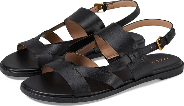 Cole Haan Fawn Sandals Women's Sandals Black Leather : 6.5 B - Medium, Leather/Rubber