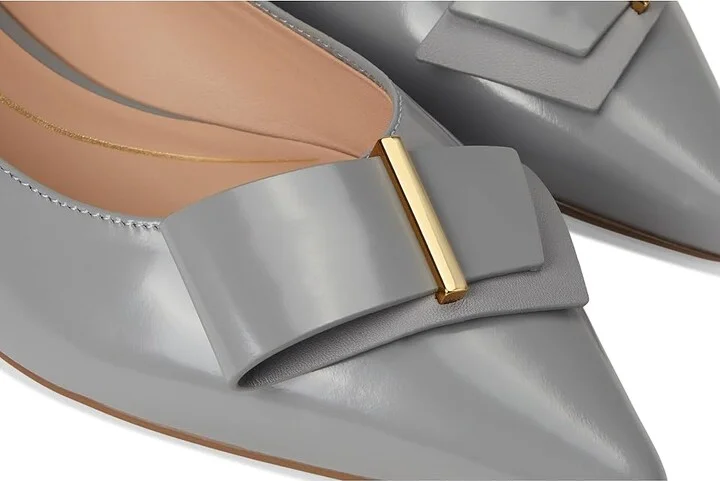 Cole Haan Felicia Bow Ballet Flats Women's Shoes Frost Gray Box Leather : 5.5 B - Medium - Image 7