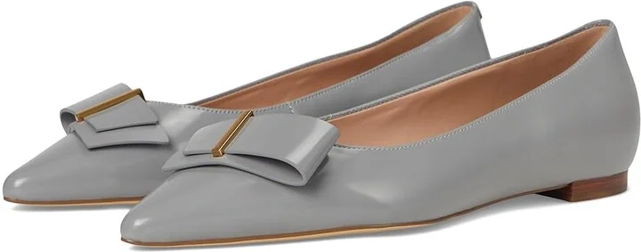Cole Haan Felicia Bow Ballet Flats Women's Shoes Frost Gray Box Leather : 5.5 B - Medium