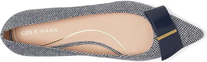 Cole Haan Felicia Bow Ballet Flats Women's Shoes Midnight Moon Herringbone Textile : 8 B - Medium, Leather - Image 2