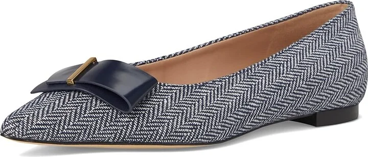 Cole Haan Felicia Bow Ballet Flats Women's Shoes Midnight Moon Herringbone Textile : 8 B - Medium, Leather - Image 5