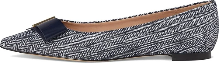 Cole Haan Felicia Bow Ballet Flats Women's Shoes Midnight Moon Herringbone Textile : 8 B - Medium, Leather - Image 6