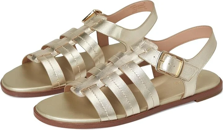 Cole Haan Flynn Fishman Sandals Women's Sandals Soft Gold Leather : 8.5 B - Medium, Synthetic