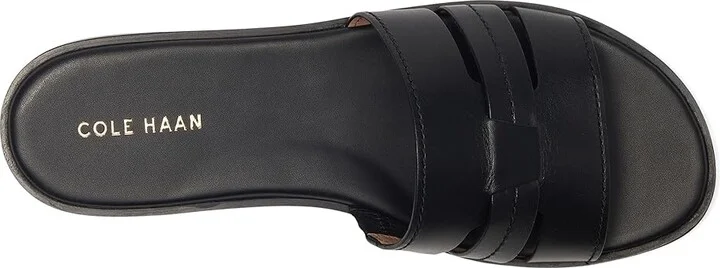 Cole Haan Flynn Slotted Slides Women's Flat Shoes Black Leather : 10 B - Medium - Image 2