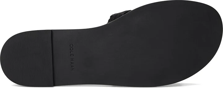 Cole Haan Flynn Slotted Slides Women's Flat Shoes Black Leather : 10 B - Medium - Image 3