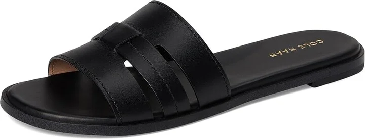 Cole Haan Flynn Slotted Slides Women's Flat Shoes Black Leather : 10 B - Medium - Image 5