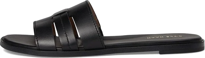 Cole Haan Flynn Slotted Slides Women's Flat Shoes Black Leather : 10 B - Medium - Image 6