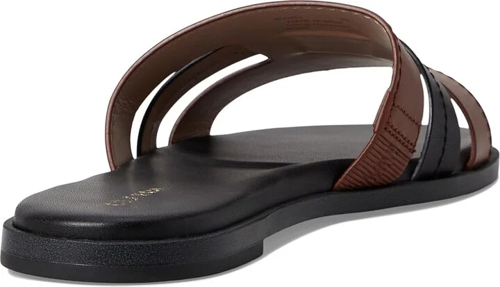 Cole Haan Flynn Slotted Slides Women's Flat Shoes Dark Cuoio/Black Leather : 6.5 B - Medium - Image 4