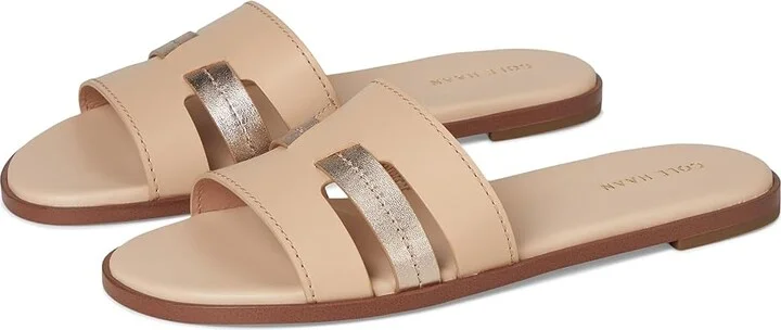 Cole Haan Flynn Slotted Slides Women's Flat Shoes Porcelain/Rose Gold : 10.5 B - Medium, Leather