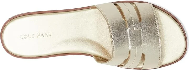 Cole Haan Flynn Slotted Slides Women's Flat Shoes Soft Gold Leather : 10 B - Medium - Image 2