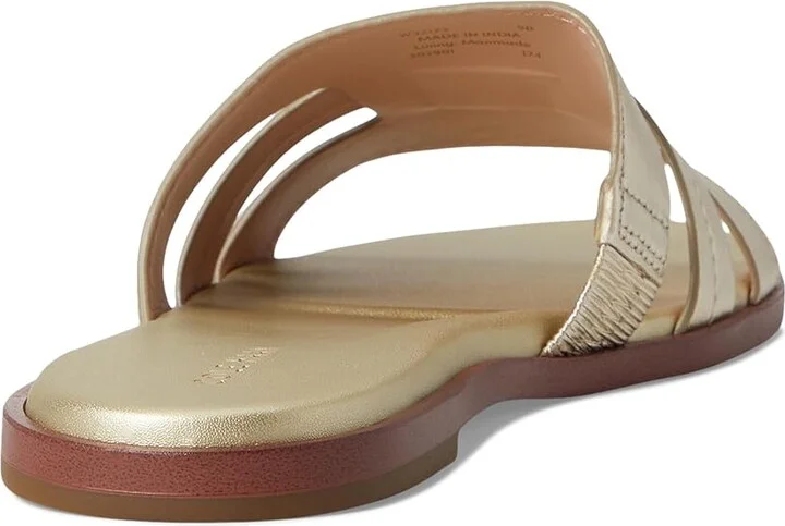 Cole Haan Flynn Slotted Slides Women's Flat Shoes Soft Gold Leather : 10 B - Medium - Image 4
