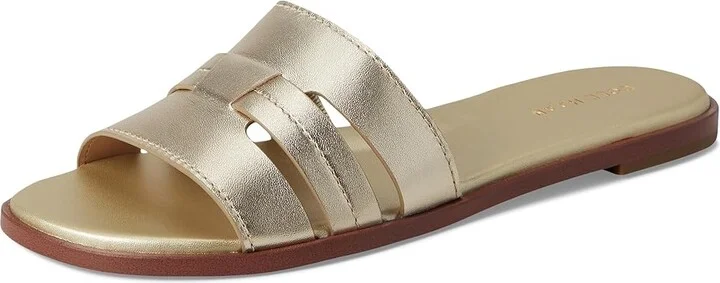 Cole Haan Flynn Slotted Slides Women's Flat Shoes Soft Gold Leather : 10 B - Medium - Image 5