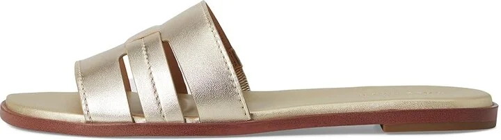 Cole Haan Flynn Slotted Slides Women's Flat Shoes Soft Gold Leather : 10 B - Medium - Image 6