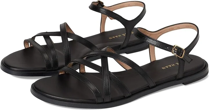 Cole Haan Flynn Strappy Sandals Women's Sandals Black Leather : 9 B - Medium