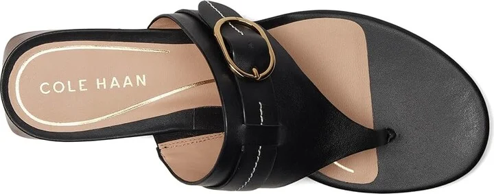 Cole Haan Gayle Thong Sandal Women's Sandals Black Leather : 6.5 B - Medium, Leather/Rubber - Image 2